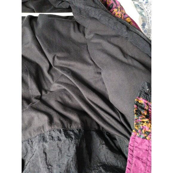 Vtg 80s Nike Track Jacket Women M Black Maroon Bold Pattern Festival Windbreaker - Picture 7 of 8